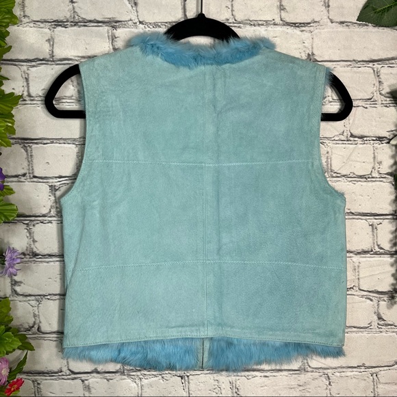 'NWT Vintage Designer Rabbit Fur Vest Genuine Leather Size Small - Picture 11 of 16